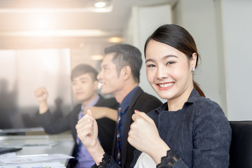 Obraz premium Businesswoman consult with her boss. Female business leader talking with her colleagues at the meeting.