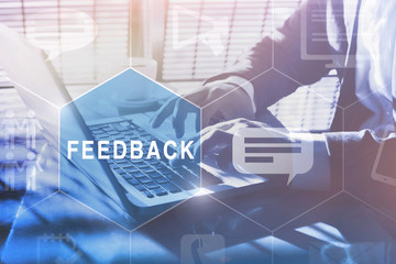 feedback concept, user comment rating of company online, writing review diagram, reputation...