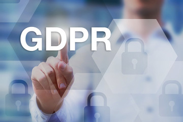 GDPR, General Data Protection Regulation, concept on touch screen