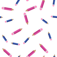 The Seamless pattern of colored pencils randomly