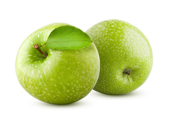Green juicy apple isolated on white background, clipping path, full depth of field