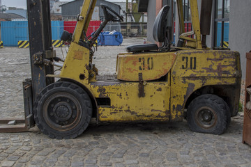 An old abandoned forklift at the sea station in Varna.