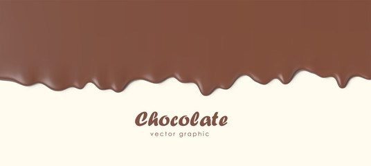 Chocolate flowing down, Dripping melted chocolate background, isolated vector illustration. - obrazy, fototapety, plakaty