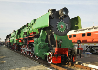 Fototapeta na wymiar Old locomotive in Brest. Belarus