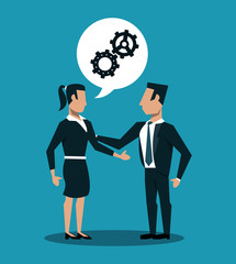 Business workers talkig about work icon vector ilustration