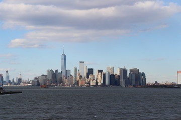 Fototapeta na wymiar Lower Manhattan seen from the Staten Island Ferry
