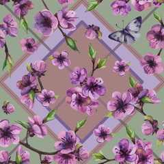 flowers seamless pattern. Hand drawn watercolour illustration. Wallpaper or fabric design.