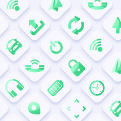 Icon Set for Mobile Interface on White Background : Vector Illustration