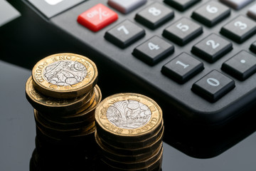 New British one pound coin in studio