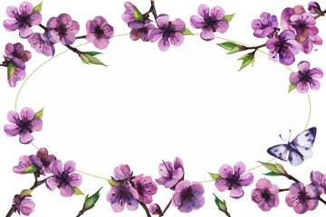 Obraz na płótnie Canvas floral frame awesome sakura collection of spring flowers watercolor