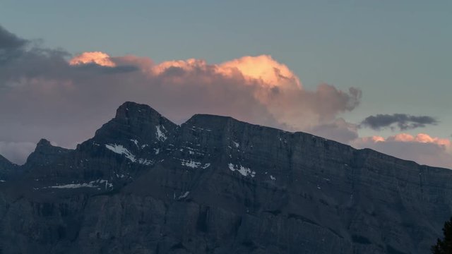 Time lapse of morning clouds above Mount Rundle in Banff National Park, Alberta, Canada