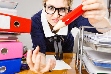 Angry mad business woman being furious