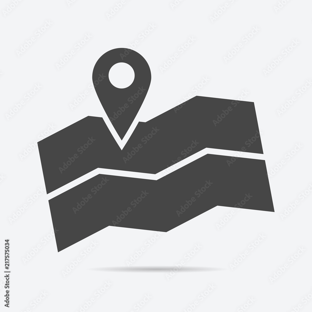 Aufkleber Map icon flat style isolated on background. Map sign symbol for web site and app design.