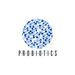 Probiotics logo. Bacteria logo. Concept of healthy nutrition ingredient for therapeutic purposes. Simple flat style trend modern logotype graphic design isolated