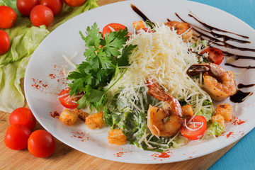 Caesar salad with shrimp
