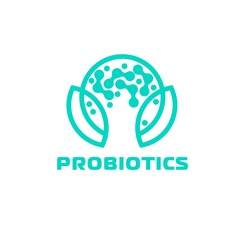 Probiotics logo. Bacteria logo. Concept of healthy nutrition ingredient for therapeutic purposes. Simple flat style trend modern logotype graphic design isolated