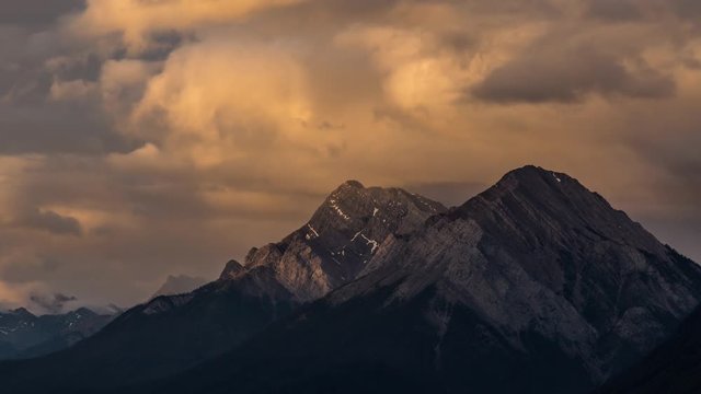 Time lapse of morning clouds above Mount Rundle in Banff National Park, Alberta, Canada