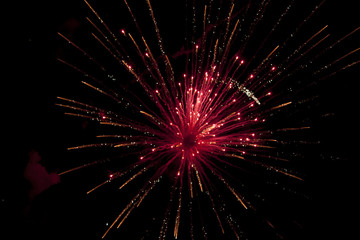 Fototapeta na wymiar During the celebration for fireworks in the night sky