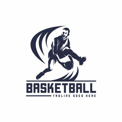 Basketball or Jump sport Logo Vector Design, Silhouette Illustration Logo