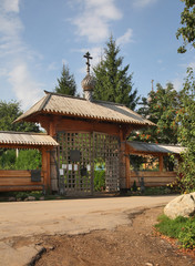 Fototapeta premium Gate of church of Intercession of Blessed Virgin Mary in High. Borovsk. Kaluga oblast. Russia