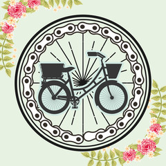 Fototapeta premium bike repair and shop wheels sign vector illustration