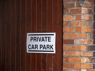 Private Car Parking notice on gateway