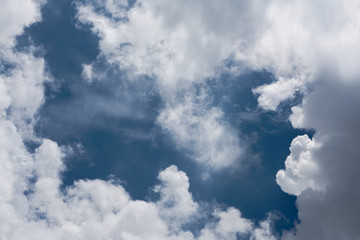 Beautiful dark blue sky and white clouds go with each other after heavy rain purifying fine dusts in the air.