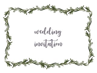 Rosemary frame. Wedding invitation design element template. Vector frame.