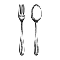 cutlery of isolated objects. a spoon and a fork