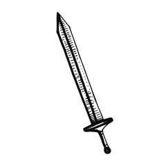 sword of knightly object. isolated sketch on white background