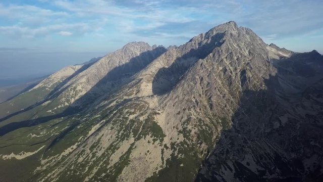 Aerial view of Gerlachov Peak (Gerlachovsky stit) and High Tatras mountains, Slovakia