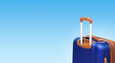 Colorful horizontal banner with suitcase and copyspace. Travelling concept.