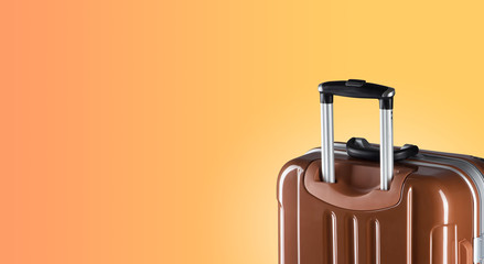 Colorful horizontal banner with suitcase and copyspace. Travelling concept.
