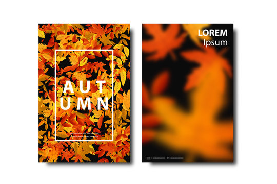 Vector set of realistic isolated brochure of autumn for sale flyer, magazine poster design, decoration and covering on the white background. Concept of Happy Autumn.