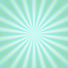Sunlight retro faded background. turquoise color burst background.