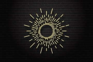 Vector realistic isolated neon sign of sunburst for decoration and covering on the wall background.