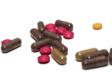 A lot of colored pills 