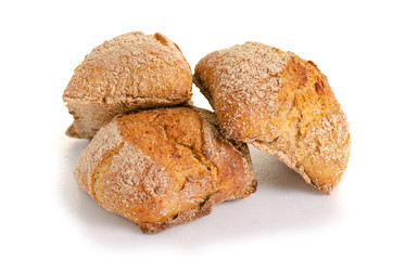 Buckwheat buns bakery on white background isolation