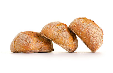 Buckwheat buns bakery on white background isolation