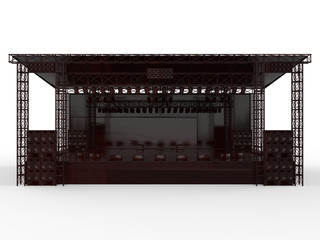 3D render - outdoor wooden concert stage