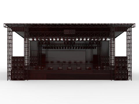 3D render - outdoor wooden concert stage