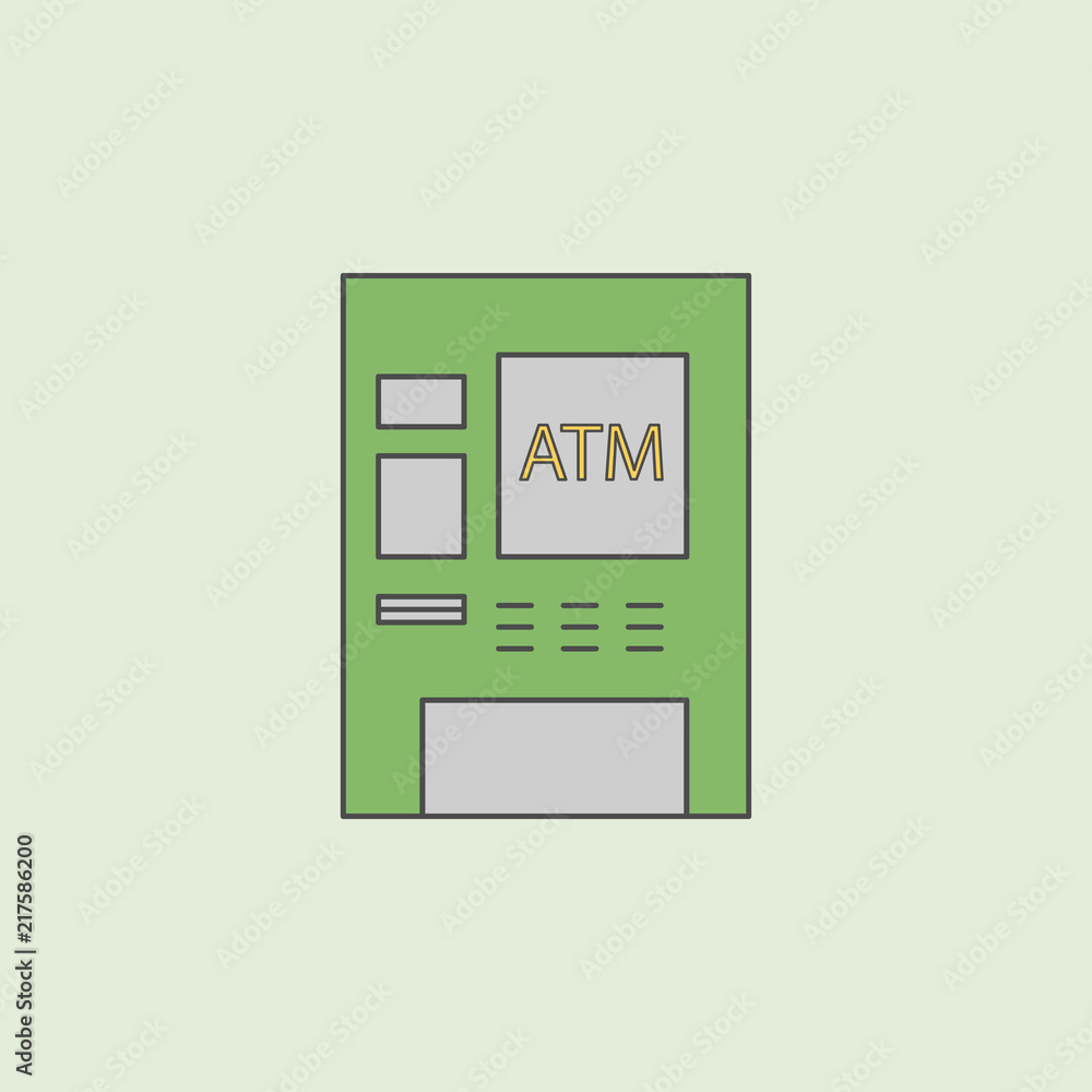 Poster atm icon. element of banking icon for mobile concept and web apps. field outline atm icon can be use