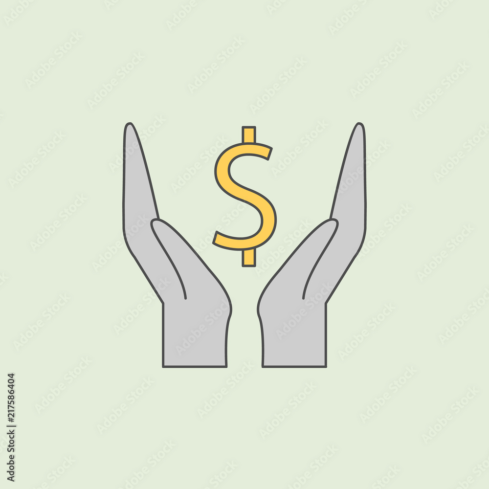 Poster hand money icon. element of banking icon for mobile concept and web apps. field outline hand money i