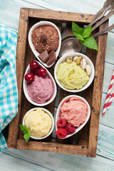 Ice cream with nuts and berries