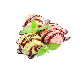 Ice cream with nuts and berries
