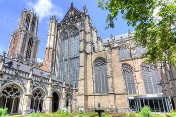Fototapeta na wymiar St. Martin's Cathedral on Central square, Utrecht, Netherlands