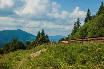 Mountain landscape. Ukrainian Carpathians by a bright sunny day.
