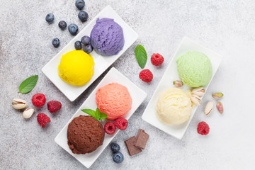 Ice cream with nuts and berries