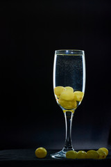 wine glass black background