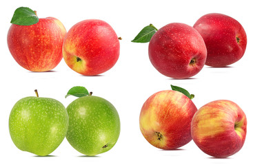 Fresh apples isolated on white background with clipping path